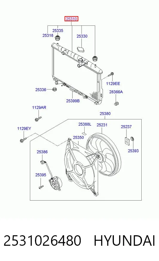 Радіатор 2531026480 Hyundai/Kia