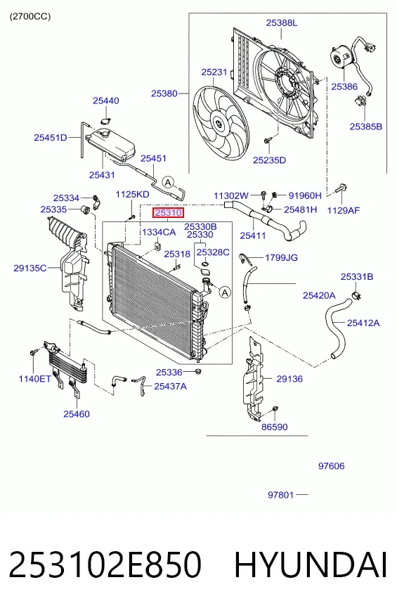 Радіатор 253102E850 Hyundai/Kia