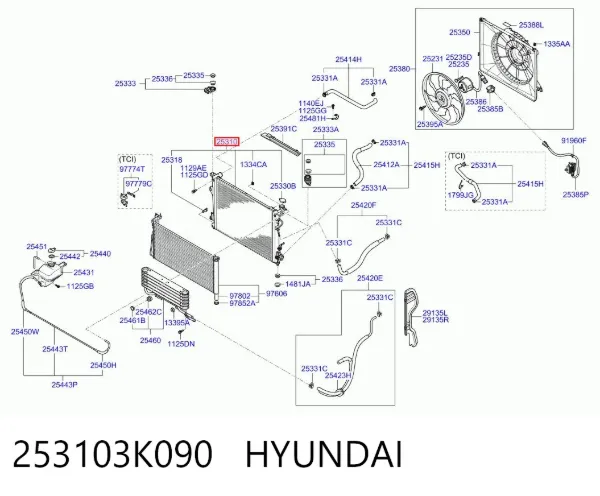 Радіатор 253103K090 Hyundai/Kia
