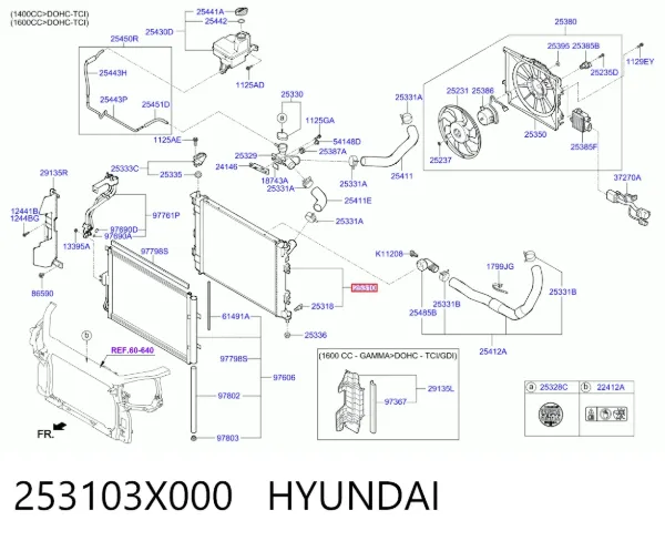 Радіатор 253103X000 Hyundai/Kia