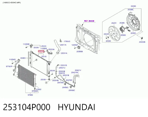 Радіатор 253104P000 Hyundai/Kia