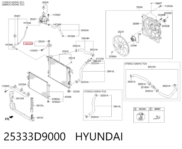 Подушка радіатора охолодження, верхня 25333D9000 Hyundai/Kia