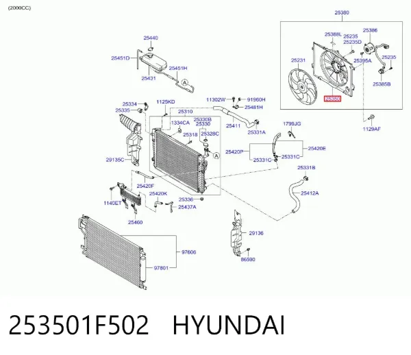 Дифузор (кожух) радіатора охолодження Hyundai Tucson I
