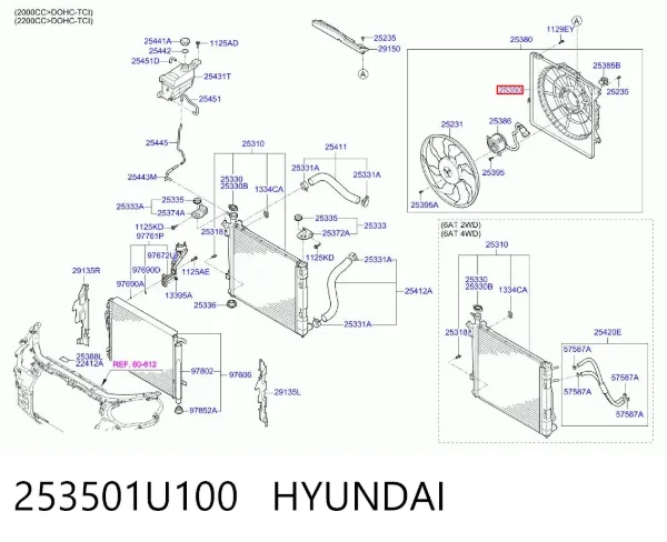 Дифузор (кожух) радіатора охолодження 253501U100 Hyundai/Kia