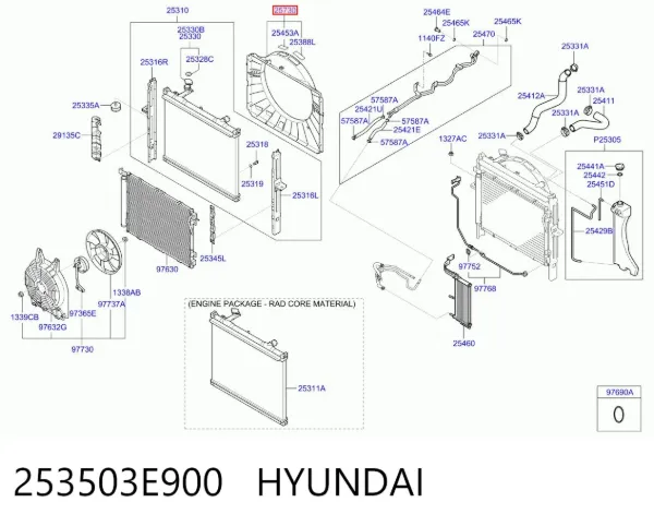 Дифузор (кожух) радіатора охолодження 253503E900 Hyundai/Kia