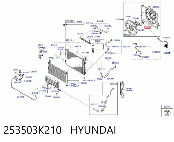 Дифузор (кожух) радіатора охолодження 253503K210 Hyundai/Kia