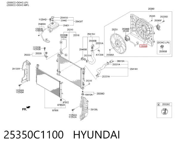 Дифузор (кожух) радіатора охолодження Hyundai Sonata VII