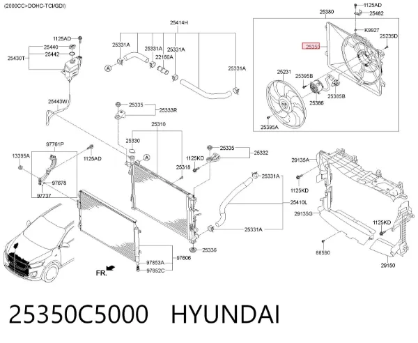 Дифузор (кожух) радіатора охолодження 25350C5000 Hyundai/Kia