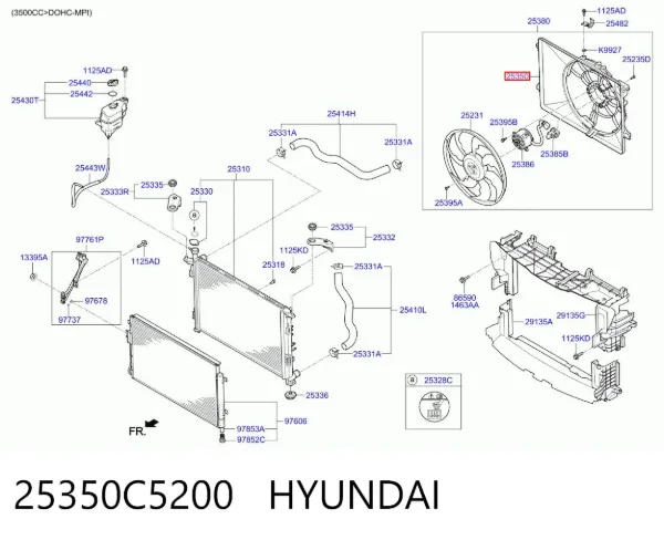 Дифузор (кожух) радіатора охолодження 25350C5200 Hyundai/Kia
