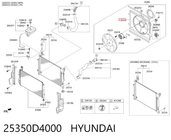 Дифузор (кожух) радіатора охолодження 25350D4000 Hyundai/Kia