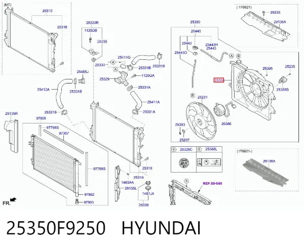 Дифузор (кожух) радіатора охолодження 25350F9250 Hyundai/Kia