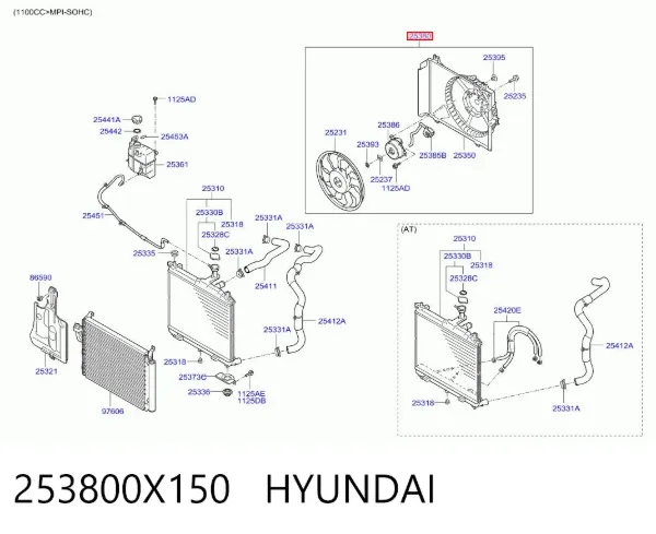 Вентилятор охолодження радіатора Hyundai I10 PA
