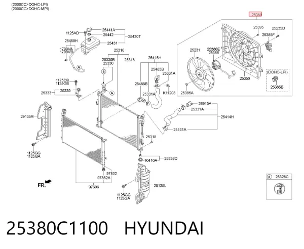 Вентилятор охолодження радіатора Hyundai Sonata VII