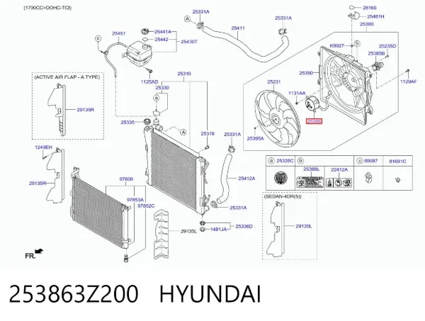Двигун вентилятора системи охолодження 253863Z200 Hyundai/Kia