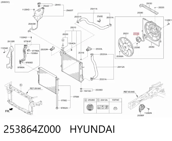 Двигун вентилятора системи охолодження 253864Z000 Hyundai/Kia