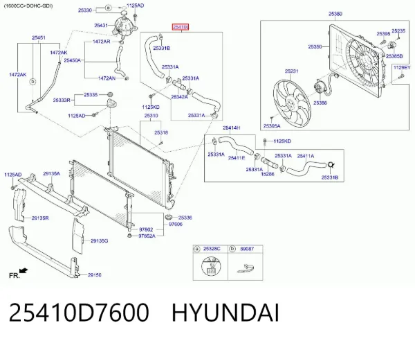 Шланг/патрубок радіатора охолодження, нижній 25410D7600 Hyundai/Kia
