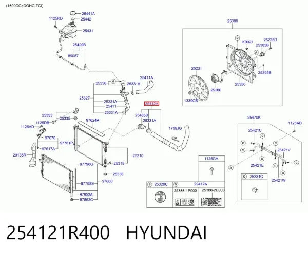 Шланг/патрубок радіатора охолодження, нижній 254121R400 Hyundai/Kia