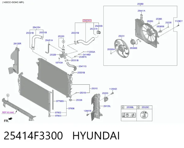 Шланг/патрубок радіатора охолодження, верхній 25414F3300 Hyundai/Kia