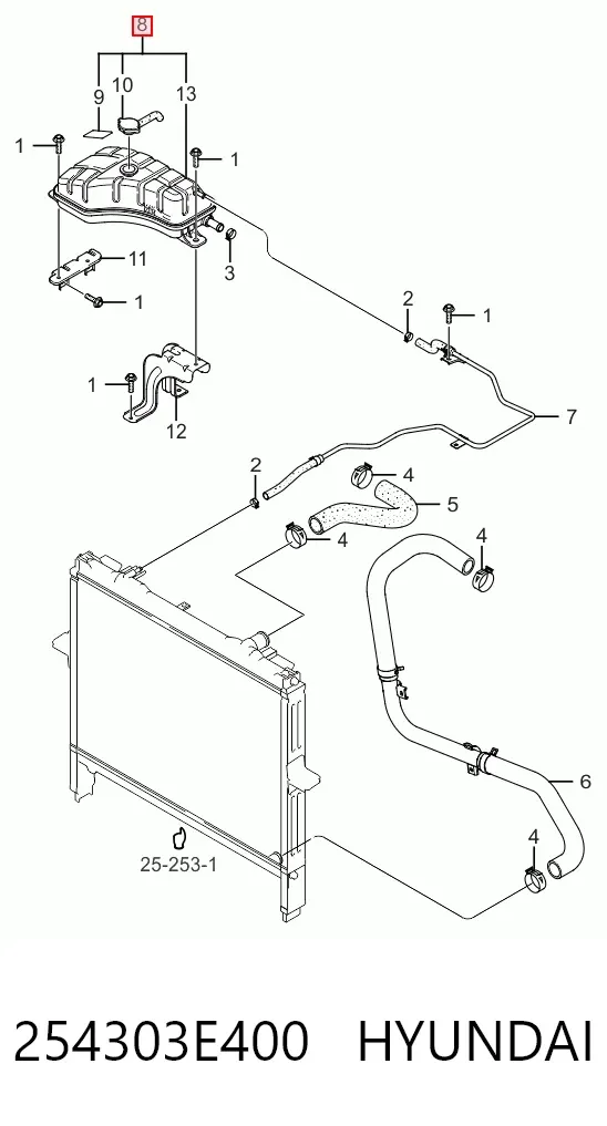 Бачок системи охолодження 254303E401 Honda