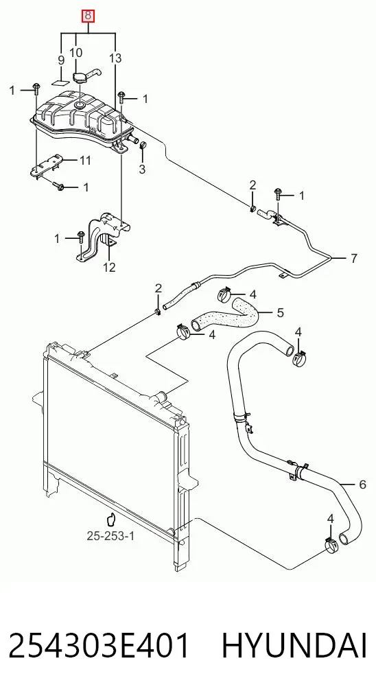 Бачок системи охолодження 254303E401 Hyundai/Kia
