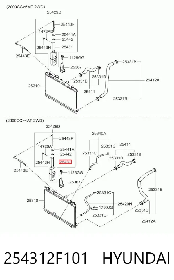 Бачок системи охолодження 254312F101 Hyundai/Kia