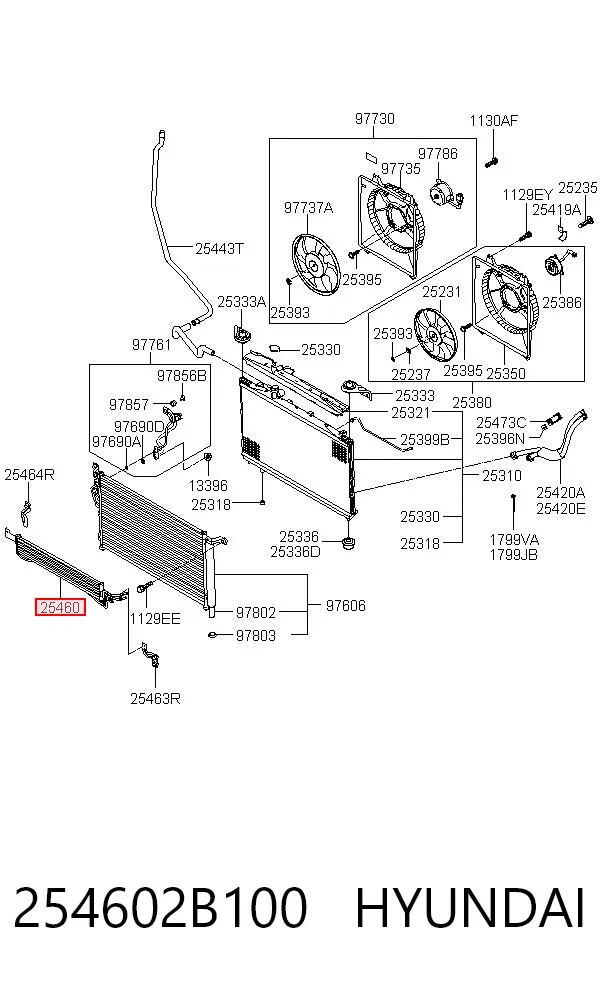 Радіатор охолодження, АКПП 254602B100 Hyundai/Kia