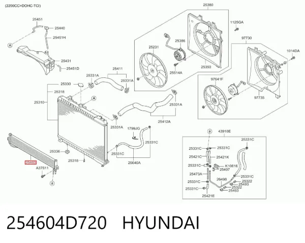 Радіатор охолодження, АКПП 254604D720 Hyundai/Kia