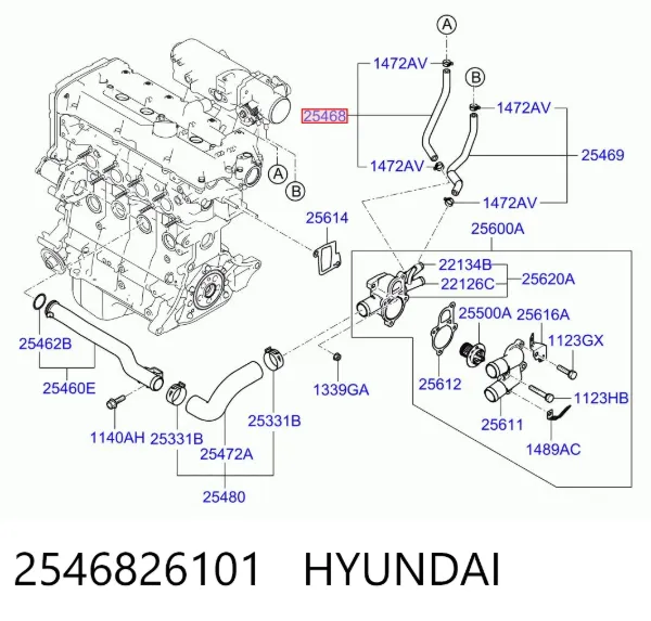 Шланг (патрубок) обігріву дросельної заслінки 2546826101 Hyundai/Kia