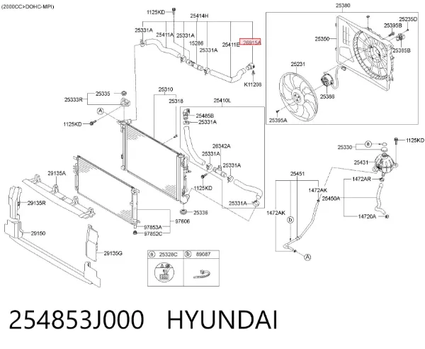 Швидкознімна муфта шланга радіатора охолодження 254853J000 Hyundai/Kia