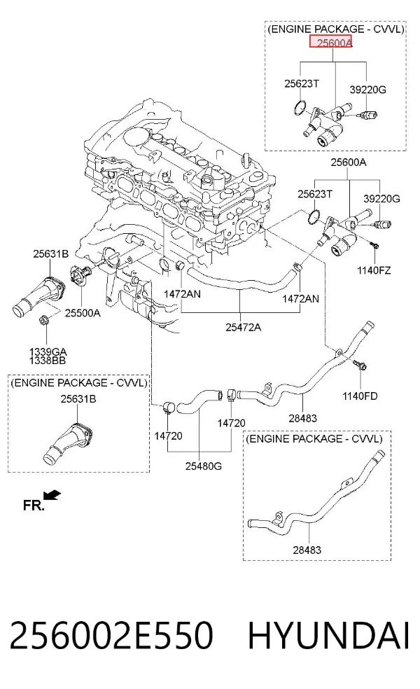 Корпус термостата 256002E550 Hyundai/Kia