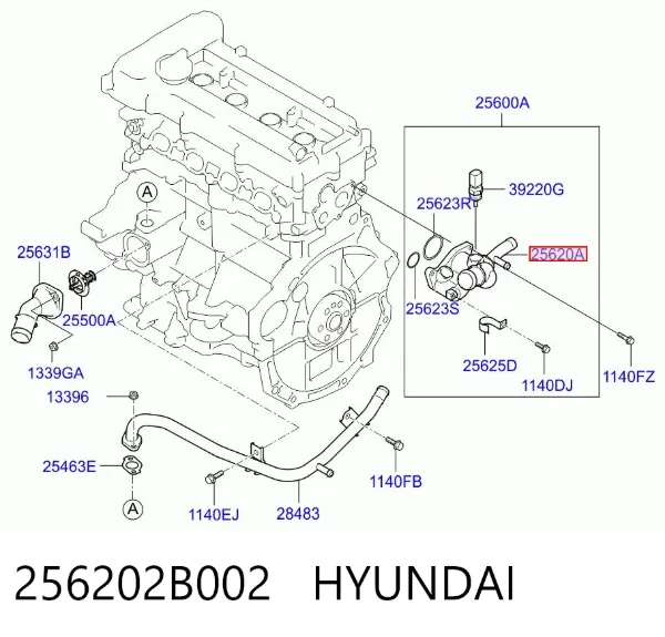 Корпус термостата 256202B002 Hyundai/Kia