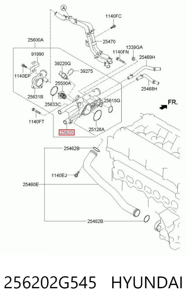 Корпус термостата 256202G545 Hyundai/Kia