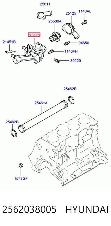 Корпус термостата 2562038005 Hyundai/Kia