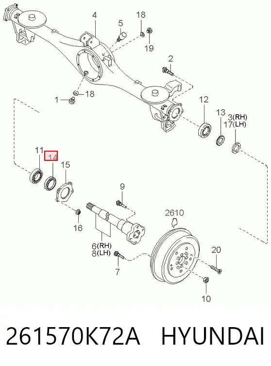 Підшипник задньої ступиці 261570K72A Hyundai/Kia