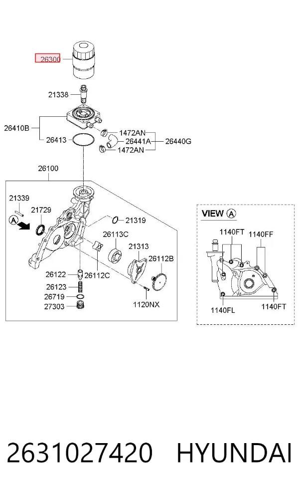 Масляний фільтр 2631027420 Hyundai/Kia