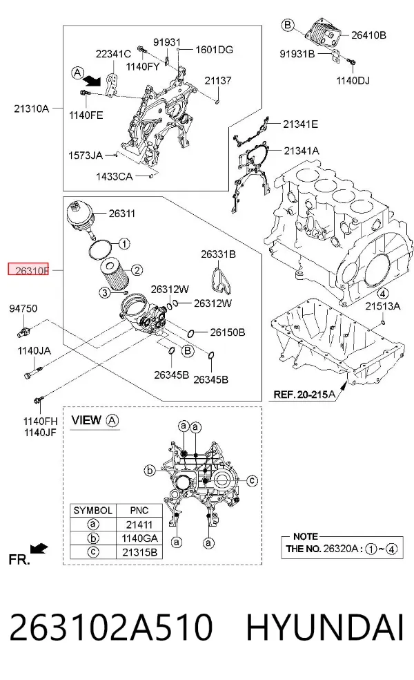 Корпус масляного фільтра 263102A510 Hyundai/Kia