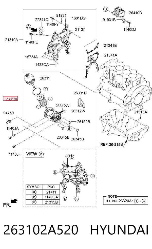 Масляний фільтр 263102A520 Hyundai/Kia