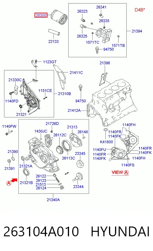 Масляний фільтр 263104A010 Hyundai/Kia