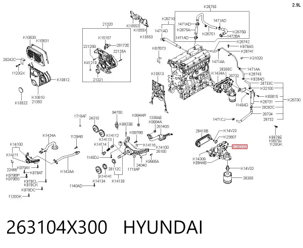 Корпус масляного фільтра 263104X300 Hyundai/Kia