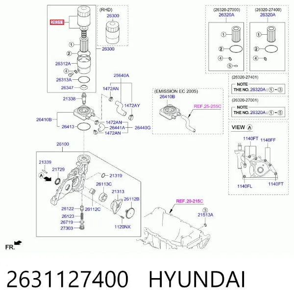 Кришка масляного фільтра 2631127400 Hyundai/Kia
