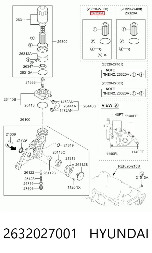 Масляний фільтр 2632027001 Hyundai/Kia