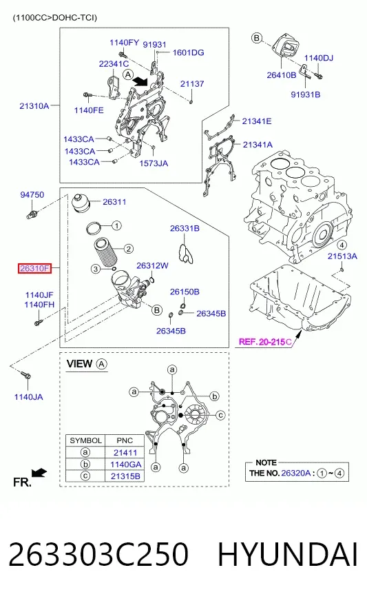 Масляний фільтр 263303C250 Hyundai/Kia