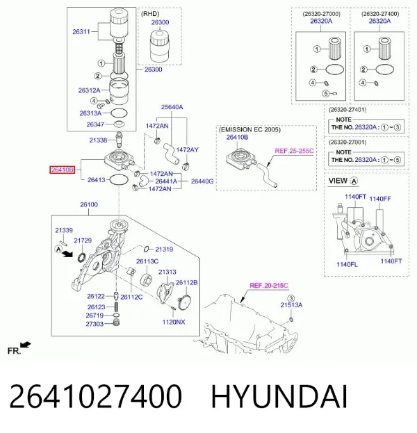 Радіатор масляний (холодильник), під фільтром 2641027400 Hyundai/Kia