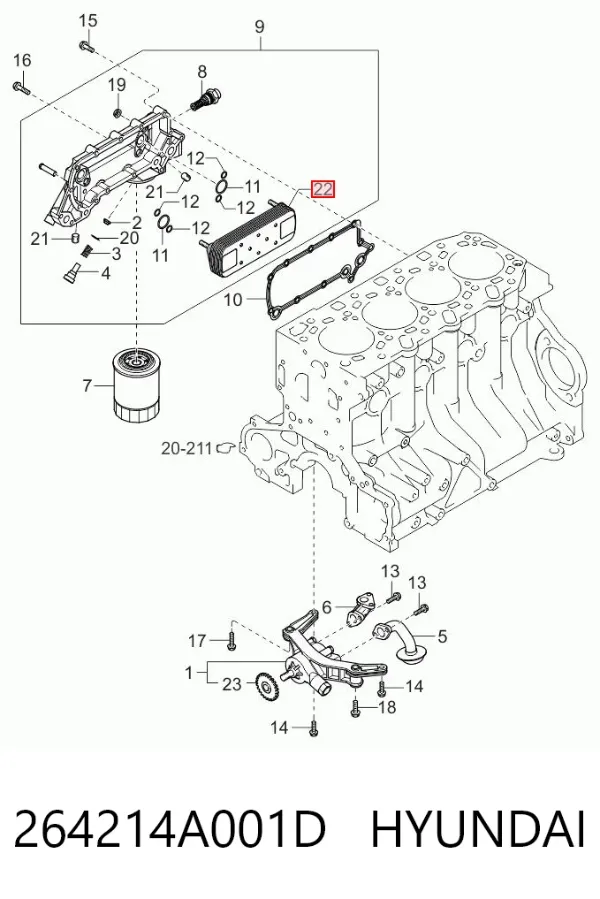 Радіатор масляний 264214A001D Hyundai/Kia