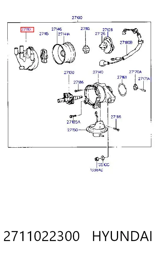 Кришка трамблеру 2711022300 Hyundai/Kia