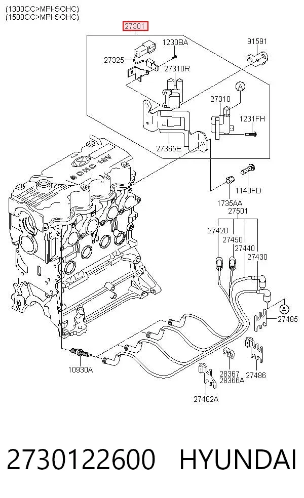 Котушка запалювання 2730122600 Hyundai/Kia