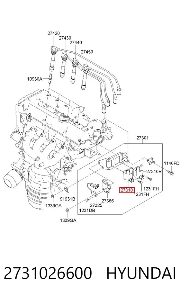 Котушка запалювання 2731026600 Hyundai/Kia