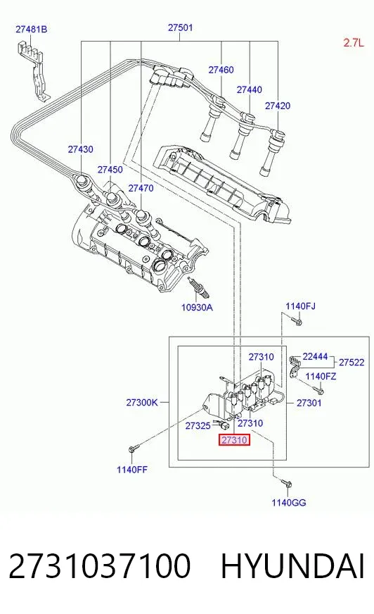 Котушка запалювання 2731037100 Hyundai/Kia