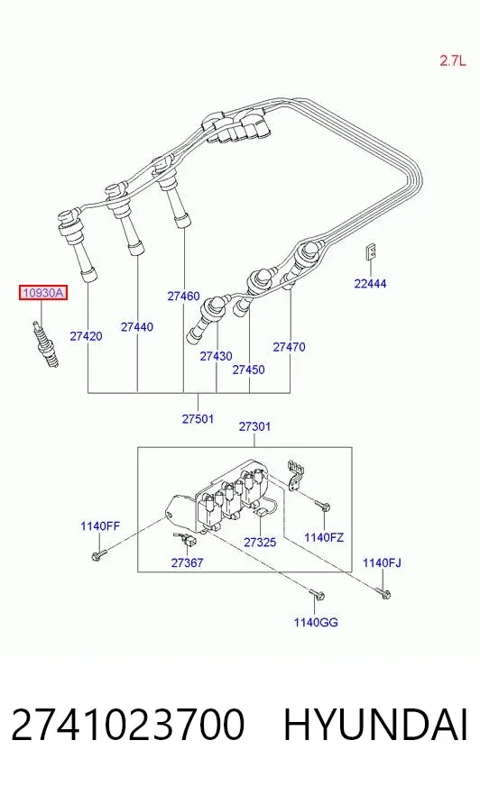 Свічки запалювання 2741023700 Hyundai/Kia