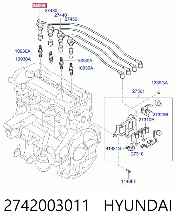 Високовольтні дроти 2742003011 Hyundai/Kia